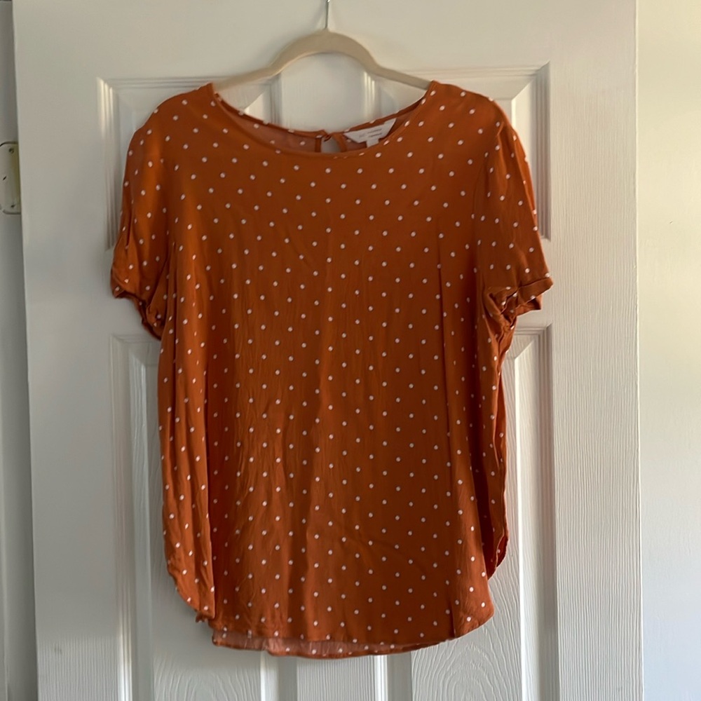 Lauren Conrad orange polka dot top